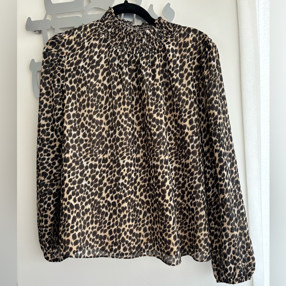 J. Crew Leopard Blouse, Flowing, Fits Large - EUC!
